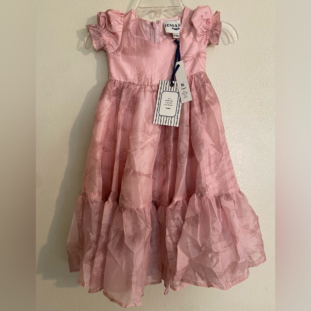 JessaKae Pink Tiered Puff Sleeve Sundress for Weddings